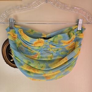 Zara tulle floral green and blue corset top